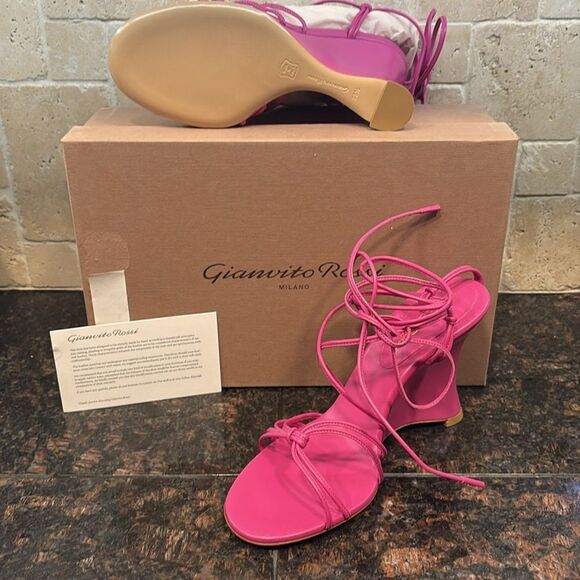 Gianvito Rossi Wedge with Suede Lace-up/Dust Bag 8.5 NWT $675 - Picture 6 of 10